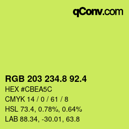 カラーコード: RGB 203 234.8 92.4 | qconv.com