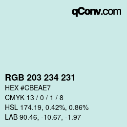 カラーコード: RGB 203 234 231 | qconv.com