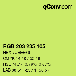 Color code: RGB 203 235 105 | qconv.com