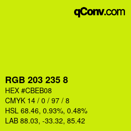 Color code: RGB 203 235 8 | qconv.com