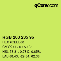 カラーコード: RGB 203 235 96 | qconv.com