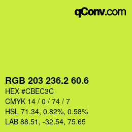 カラーコード: RGB 203 236.2 60.6 | qconv.com
