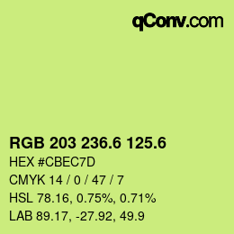カラーコード: RGB 203 236.6 125.6 | qconv.com
