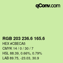 カラーコード: RGB 203 236.6 165.6 | qconv.com