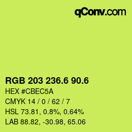 カラーコード: RGB 203 236.6 90.6 | qconv.com