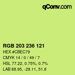カラーコード: RGB 203 236 121 | qconv.com