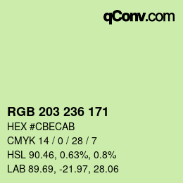 Código de color: RGB 203 236 171 | qconv.com