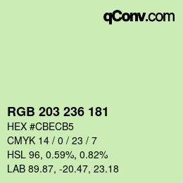 Color code: RGB 203 236 181 | qconv.com