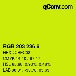Color code: RGB 203 236 8 | qconv.com