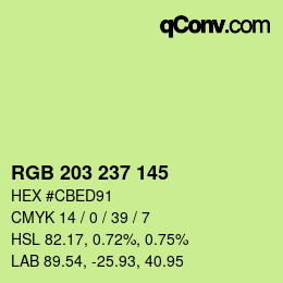 Color code: RGB 203 237 145 | qconv.com