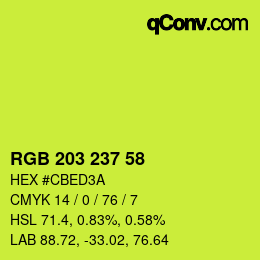 颜色代码: RGB 203 237 58 | qconv.com