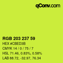 カラーコード: RGB 203 237 59 | qconv.com