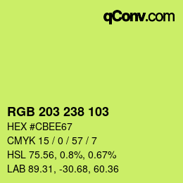 Color code: RGB 203 238 103 | qconv.com
