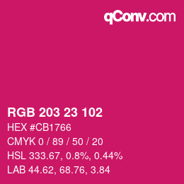 Color code: RGB 203 23 102 | qconv.com