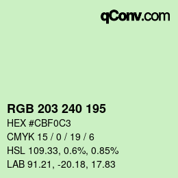 カラーコード: RGB 203 240 195 | qconv.com