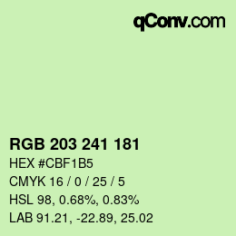 Color code: RGB 203 241 181 | qconv.com