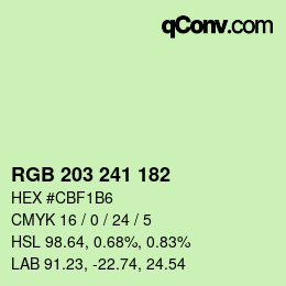 カラーコード: RGB 203 241 182 | qconv.com