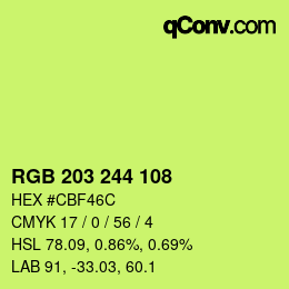 Color code: RGB 203 244 108 | qconv.com