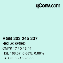 Color code: RGB 203 245 237 | qconv.com