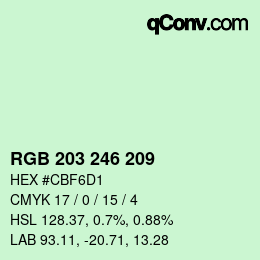 カラーコード: RGB 203 246 209 | qconv.com