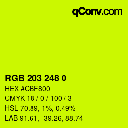Color code: RGB 203 248 0 | qconv.com