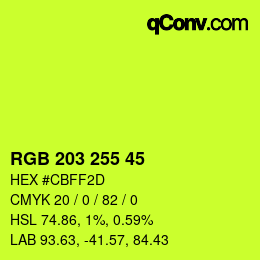 カラーコード: RGB 203 255 45 | qconv.com