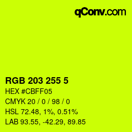Color code: RGB 203 255 5 | qconv.com