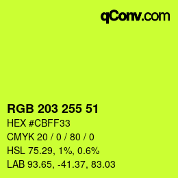 颜色代码: RGB 203 255 51 | qconv.com