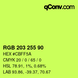 颜色代码: RGB 203 255 90 | qconv.com