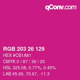 颜色代码: RGB 203 26 129 | qconv.com