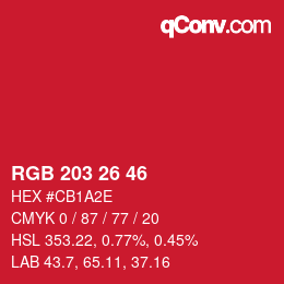 Color code: RGB 203 26 46 | qconv.com