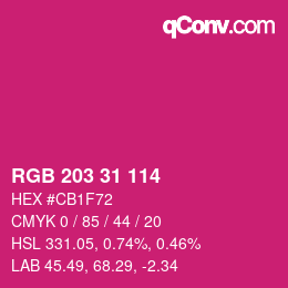 Color code: RGB 203 31 114 | qconv.com