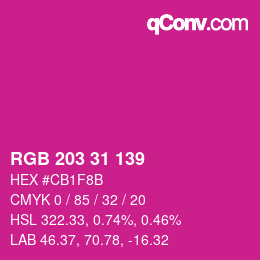 Color code: RGB 203 31 139 | qconv.com