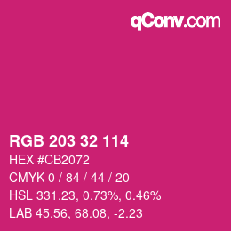 Color code: RGB 203 32 114 | qconv.com