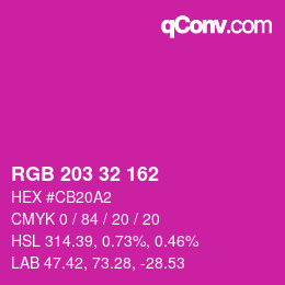 Color code: RGB 203 32 162 | qconv.com