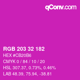 颜色代码: RGB 203 32 182 | qconv.com