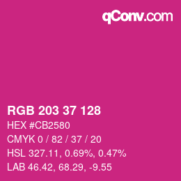 Color code: RGB 203 37 128 | qconv.com