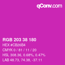 カラーコード: RGB 203 38 180 | qconv.com