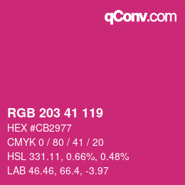 カラーコード: RGB 203 41 119 | qconv.com