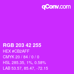 Color code: RGB 203 42 255 | qconv.com