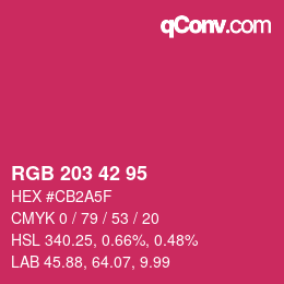 颜色代码: RGB 203 42 95 | qconv.com