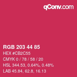カラーコード: RGB 203 44 85 | qconv.com