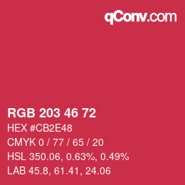 カラーコード: RGB 203 46 72 | qconv.com