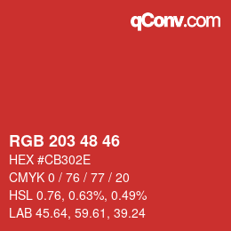 Color code: RGB 203 48 46 | qconv.com