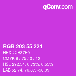 Color code: RGB 203 55 224 | qconv.com