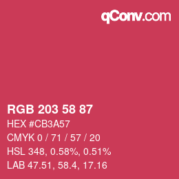 Farbcode: RGB 203 58 87 | qconv.com