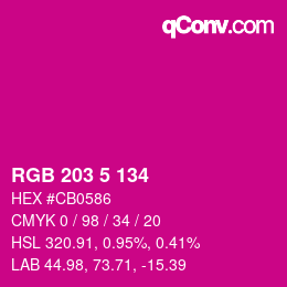 Color code: RGB 203 5 134 | qconv.com