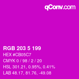 Color code: RGB 203 5 199 | qconv.com