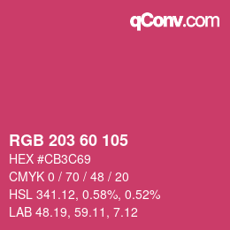 カラーコード: RGB 203 60 105 | qconv.com