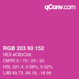Color code: RGB 203 60 152 | qconv.com